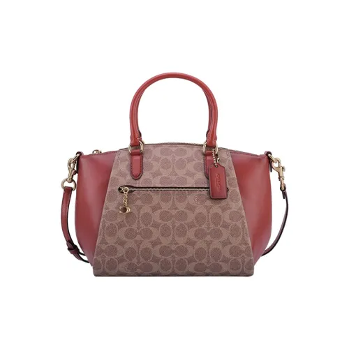 COACH Elise Покрытый холст с утонченной телячьей кожей сумка через плечо сумка на плечо женская коричневый желтый ржавый