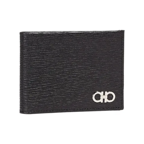 FERRAGAMO GANCINI Телячья кожа Кошелек для монет Кошелек Унисекс Черный