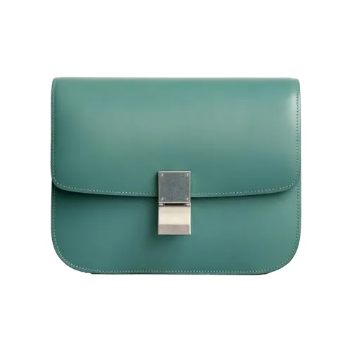 CELINE Классический Bo Полированный Коровья кожа Сумка через плечо Сумка на плечо Средняя Женская Селадон