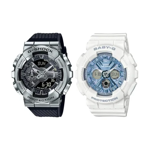 CASIO Парные часы Коллекция GM BA Коллекция Кварцевый механизм Часы Унисекс Черный циферблат GM 110 1A+BA 130 7A2ER