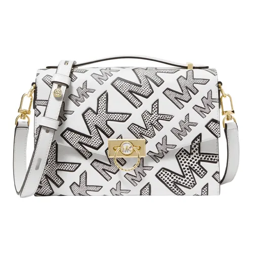 MICHAEL KORS Hendri Коровья кожа Конверт Сумка Сумка через плечо Сумка на плечо Сумка среднего размера Женская Черно-белая