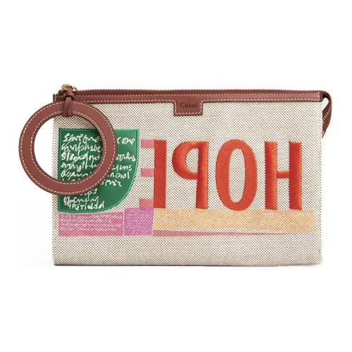 Chloe Телячья кожа Клатч Женские Бежевый