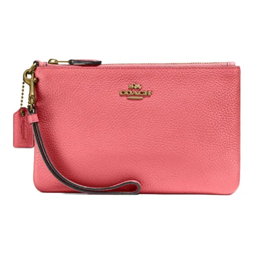 COACH GRAIN LEATHER Запястье Сумка Маленькая Сумочка Клатч Маленькая Женская Конфетно-Розовый Цвет Вишневый Цветок