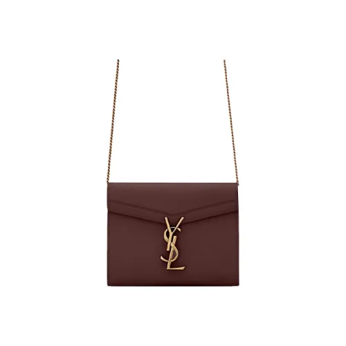 SAINT LAURENT CASSANDRA Кожа Конверт Сумка Кошелек Сумка через плечо Женская Темно-красная