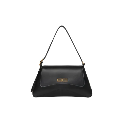 Balenciaga Red Carpet Гладкая коровья кожа Сумка с клапаном Сумка через плечо Средний Женская Черная