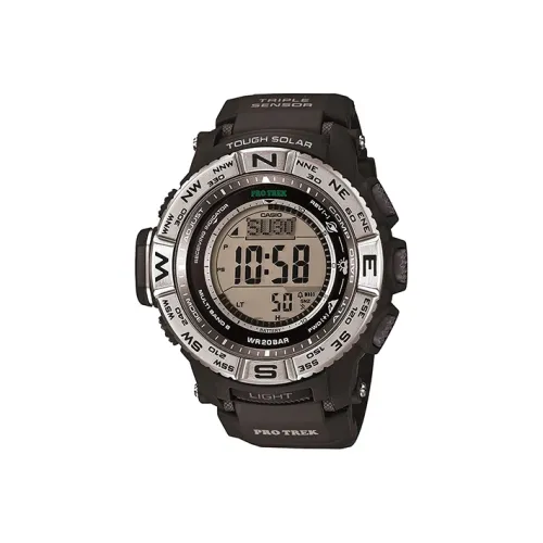 CASIO PRO TREK Collection Солнечный Кварцевый механизм Смольный ремешок Часы Мужские Черный циферблат