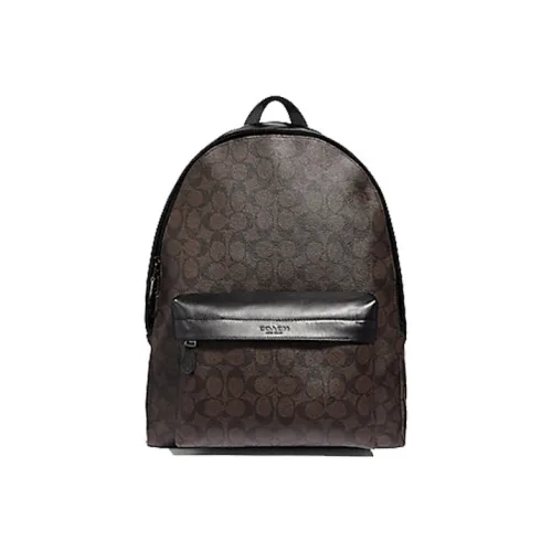 COACH Charles Кожа Рюкзак Большой Мужской Темно-коричневый