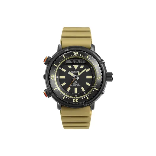 SEIKO Prospe Кварцевый механизм Резиновый ремешок Часы Мужские Черный циферблат