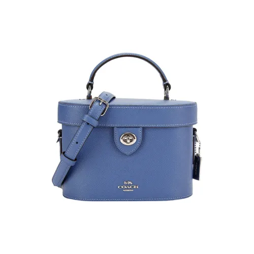 COACH Kay Кожа Коробка Сумка Косметичка Плечевая Сумка Сумка Маленькая Женская Синяя