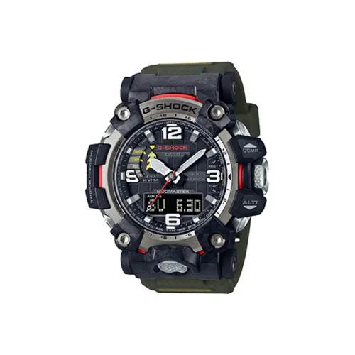 Г Shock Land Series Солнечный Кварцевый Механизм Смольный Ремешок Часы Мужские Циферблат Зеленый