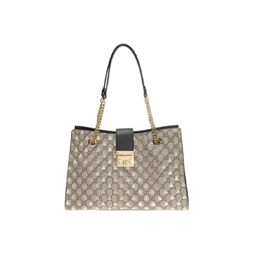 GUCCI Навесной замок Холст с кожей Тоут Сумка Сумка для покупок Замок Сумка Портативная Сумка через плечо Сумка через плечо Женская