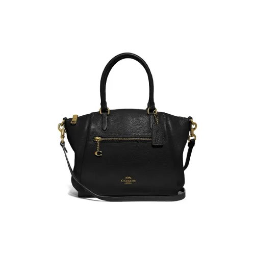 COACH Elise Личий Зернистая Текстура Кожа Пельменная Сумка Ручная Сумка Сумка через плечо Средняя Женская Черная