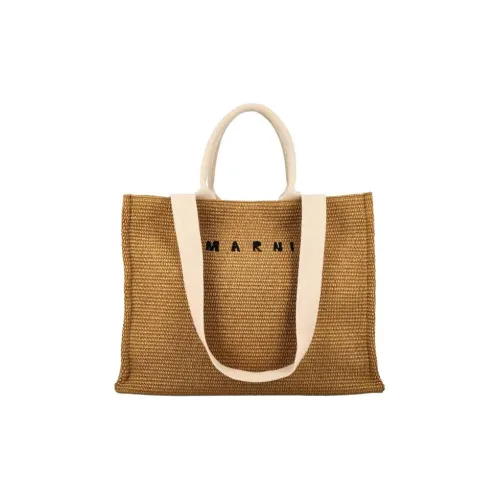 MARNI Рафия Тоут Сумка Сумка для покупок Кемпинг Сумка Сумка Большая Женская Светлый Умбра Коричневый