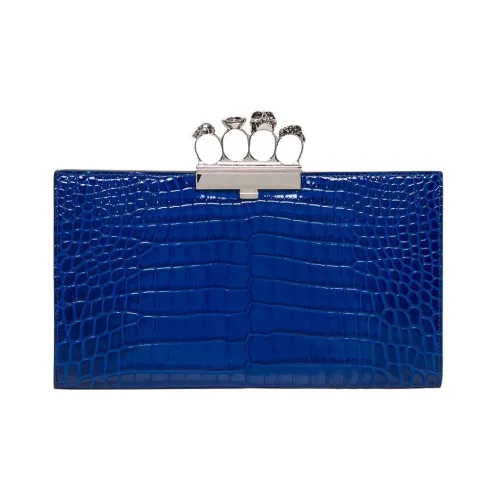 Alexander McQueen Клатч из коровьей кожи женский синий