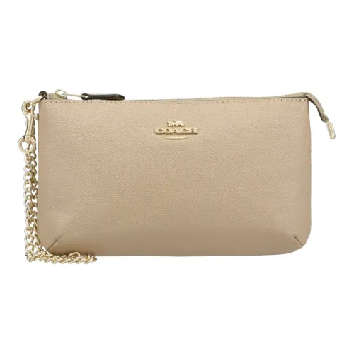 COACH Wristlet PVC Clutch Large Women's Brown