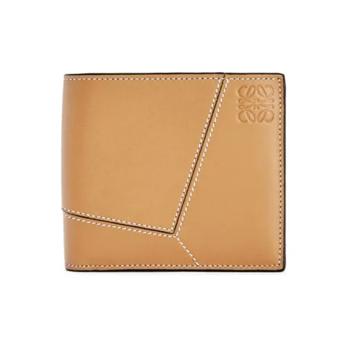 LOEWE Пазл Мягкий Коровья крупнозернистая текстура Кошелек Мужской Светло-карамельный
