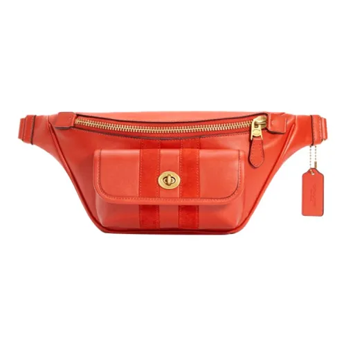 COACH Heritage Корова Кожа Сумка через плечо Слинг-сумка Сумка на пояс Большая Мужская Оранжевая Красная