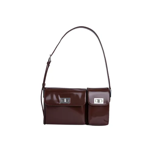 By Far Billy Лакированная кожа Сумка на плечо Женская Коричневая