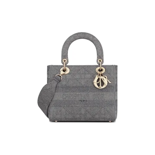 DIOR LADY D Лайт Вышивка Сумка Lady Dior Сумка Средний Женские Серый
