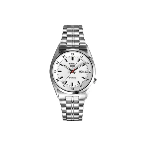 SEIKO Автоматический Механический Механизм Мужские часы Seiko5 37 мм Белый