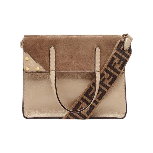 FENDI Lambskin Patchwork Suede Tote Bag Shopping Bag Shoulder Bag Handbag Medium Women's Gold