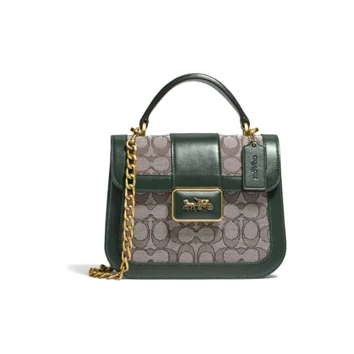 COACH Alie Холст Портативный Кроссбоди Сумка через плечо Маленькая Женская Зеленая