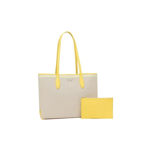 Kate Spade Canvas Bag Tote Handbag Shoulder Bag Crossbody Bag Large Women's Beige Yellow Kate Spade Холщовая сумка Тоут ручная сумка Сумка через плечо Сумка на плечо Большая женская Бежевый и Желтый