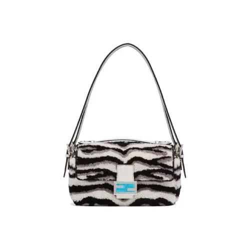 FENDI Baguette Овчина Сумка на плечо Женская Белая Черная Серая