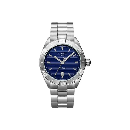Tissot PR100 Collection Кварцевый механизм Мужские часы Часы 42 мм Синий циферблат Корпус из нержавеющей стали
