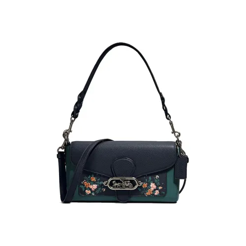 COACH Нефритовая кожа плечо сумка через плечо сумка сумка через плечо средний женский яшма и темно-синий