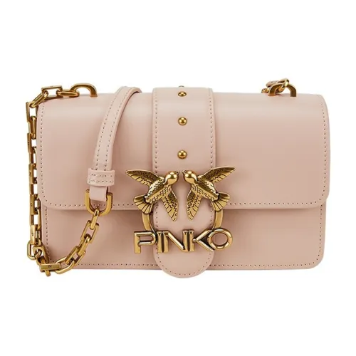 PINKO Кожа Маленькая Квадратная Сумка Сумка Swallow Сумка через плечо Мини Женский Нюдово-Розовый