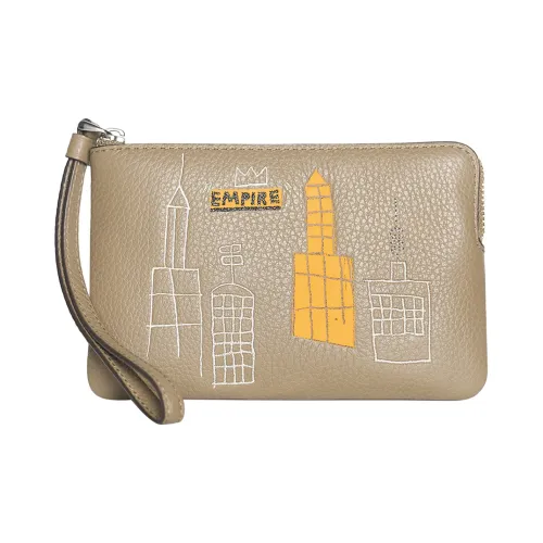 COACH X Basquiat Collaboration Corner Zip Кожа Кошелек Запястье Сумка Монетница Маленький Женские Умбра