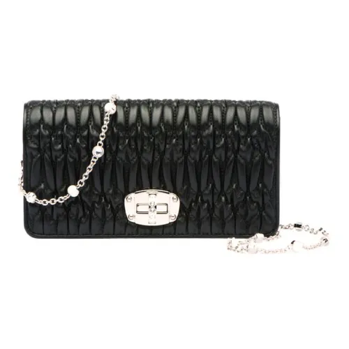 MIU MIU Кристальный Овчина Ручная Сумка через плечо Сумка через плечо Женская Черная