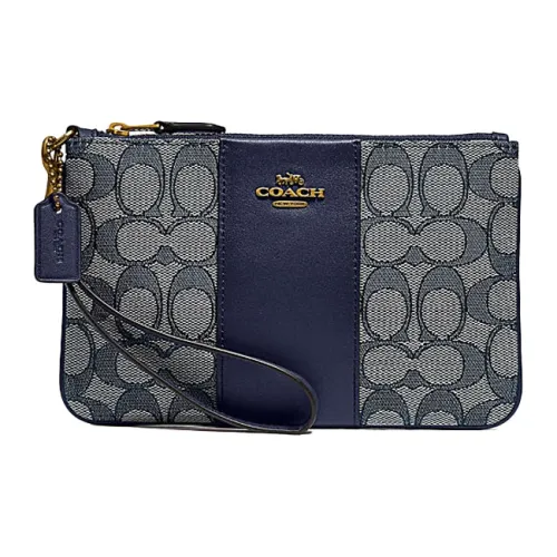 COACH Wristlet Холст и кожа запястный клатч маленькая сумочка клатч маленький женский синий