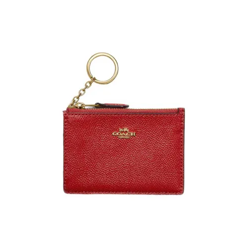 COACH Skinny Id Case Кожаный держатель для карт Мини Женский Красный