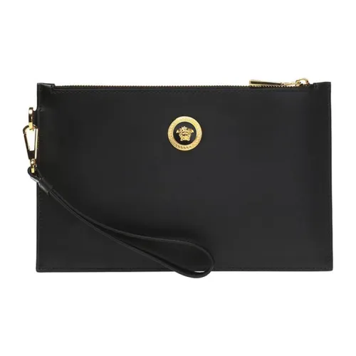 VERSACE Кожа Монета Кошелек для монет Коммутирование Клатч Маленький Мужской Черный