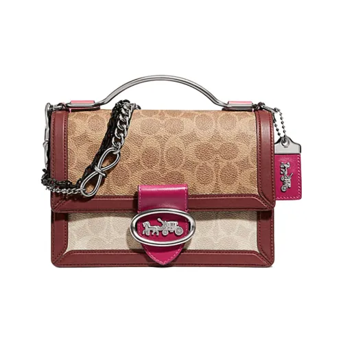 COACH Riley Холст Одно Плечо Сумка Женская Розово-Красная