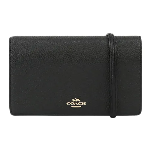 COACH Anna Pebble Кожа Сумка через плечо Клатч Маленький Женский Черный