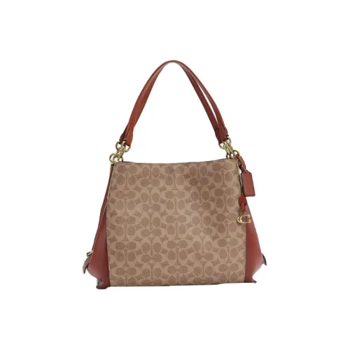 COACH DALTON Холст коровья кожа сумка большой женский ржавый