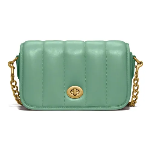 COACH Dinky Овечья шкура Кожа Сумка через плечо Маленькая Женская Макарон Зеленый