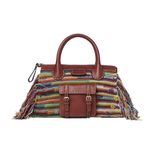 Chloe Edith Переработанный кашемир Трикотажная ткань и кожа буйвола Сумка через плечо Сумка среднего размера Женская