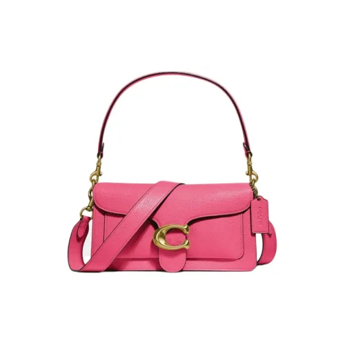COACH Tabby Полированная кожа с эффектом галечного покрытия сумка через плечо одно плечо средний размер женский розовый красный