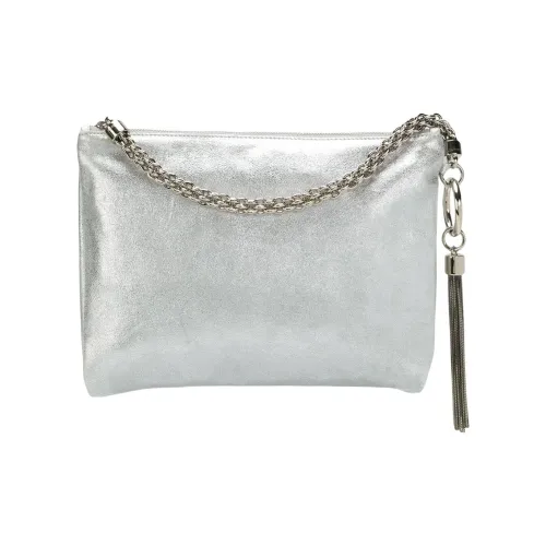 Jimmy Choo кожаный клатч женский серебряный