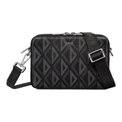 DIOR Корова Кожа Холст Сумка через плечо Сумка Клатч Стандартный Мужской Черный Серебряный