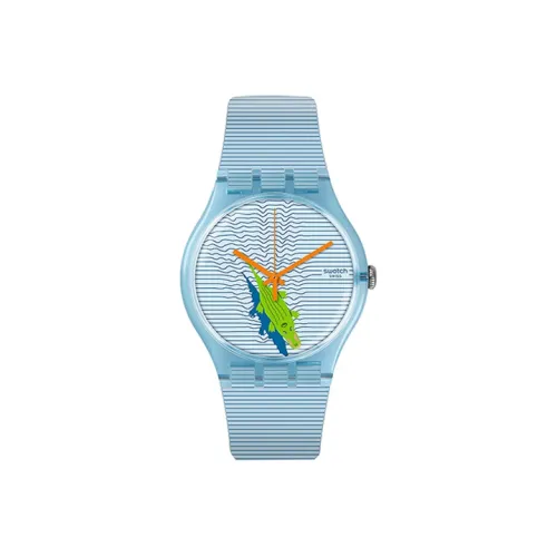 SWATCH ORIGINALS Collection Кварцевый механизм Женские часы 41 мм Синий циферблат Пластиковый корпус Часы Силиконовый ремешок
