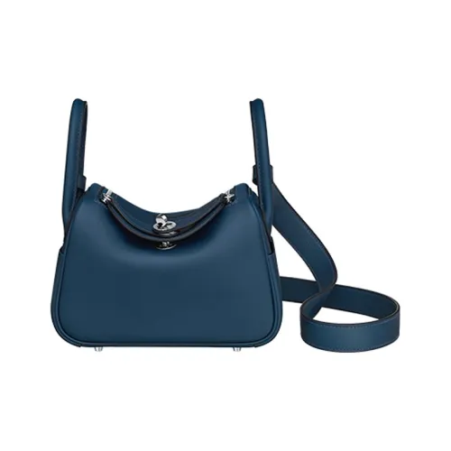 HERMES Lindy Swift Телячья кожа Сумка Сумка через плечо Сумка через плечо Мини Женская Морской синий Frida Синий