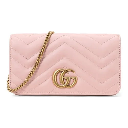 GUCCI GG Marmont Кожа Сумка через плечо Мини Женская Розовая Конфетная