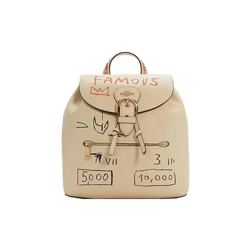 COACH Коллаборация с Basquiat Kleo Кожа Рюкзак Большой Женские Хаки