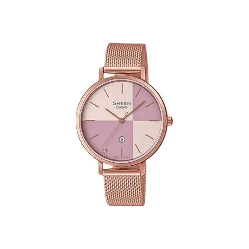 CASIO SHEEN Sapphire Crystal Collection Кварцевый механизм часы с ремешком из нержавеющей стали женские часы