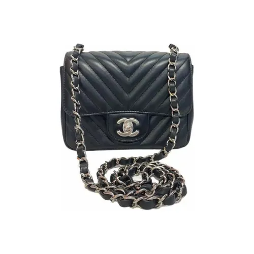 CHANEL Classic Flap CF Sheepskin Crossbody Mini Women's Black